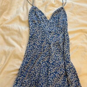 Floral Blue Spaghetti Strap Dress